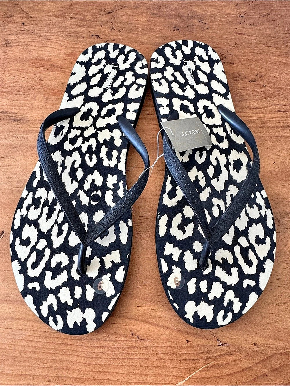 J.Crew Printed Flip Flops in Black White Leopard Black & White Leopard US 9
